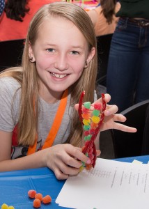 Phoenix Shipley, 11, a 6th grader at Pine View School, showed her completed science project which was an “Edible DNA” helix made from licorice sticks and gumdrops at the January 31 STEM Event sponsored by Venice-AAUW and the Frances T. Bourne Public Library.
